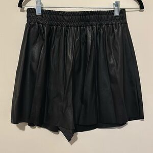 Faux leather pull on shorts
